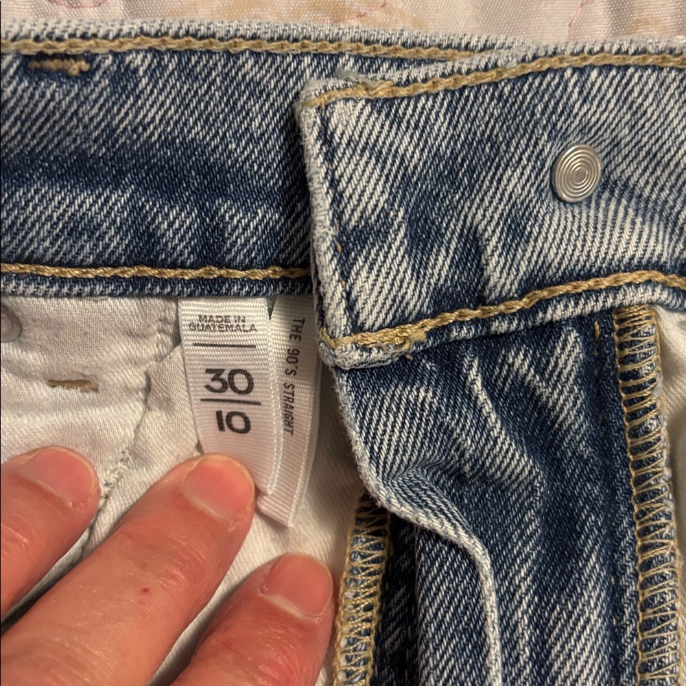 LOFT Light Blue Patchwork Straight Leg Jeans THE 90s Straight. Size 10 - Picture 3 of 3